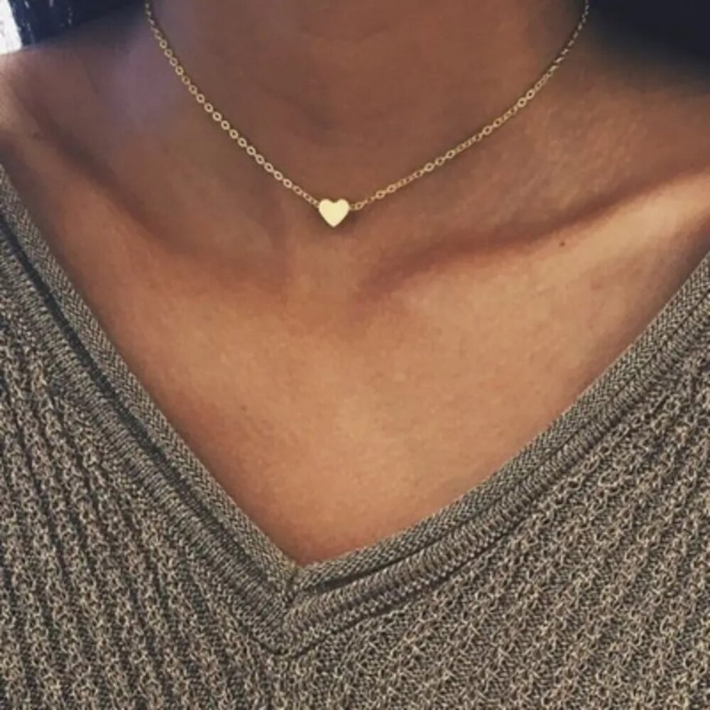 Heart NEW Tiny Heart Choker Necklace Gold Tone - Great for Gift
